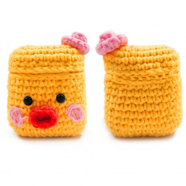 Wholesale Cute Design Cartoon Handcraft Wool Fabric Cover Skin for Airpod (1 / 2) Charging Case (Yellow Chick)